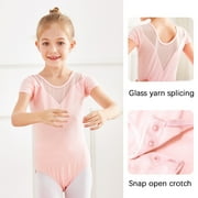 Clearance! SDJMa Girls Short Sleeve Leotard Girls' Team Basic Leotard Ballet Dance Gymnastics Costume for Kids Toddler 3-15 Years Old